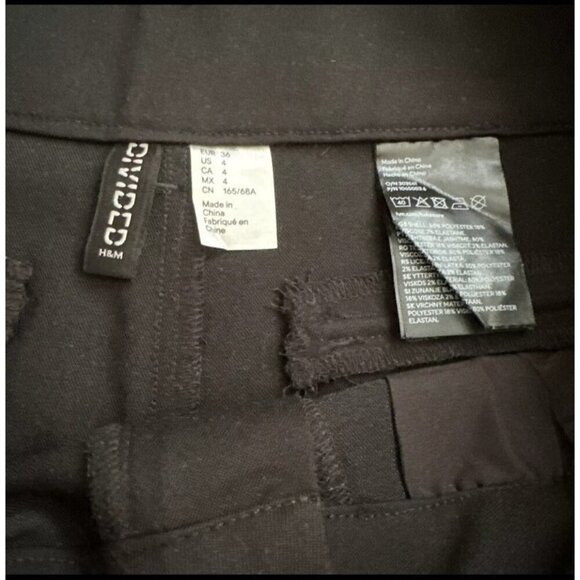 H&M DIVIDED Dress Pants Black Wide Leg Pleated Women's 4 Relaxed Casual Mid Rise - Picture 9 of 13